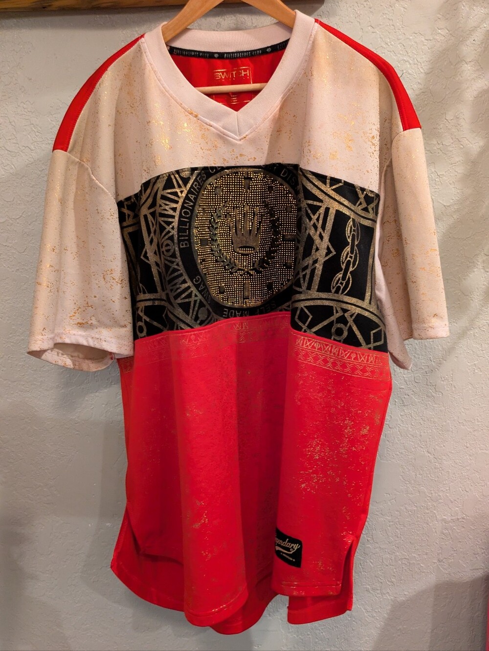 Men's Billionaire Boys Club Red & Cream Short-Sleeve Top